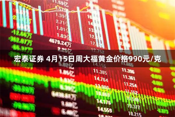宏泰证券 4月15日周大福黄金价格990元/克