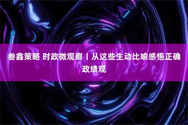 叁鑫策略 时政微观察丨从这些生动比喻感悟正确政绩观